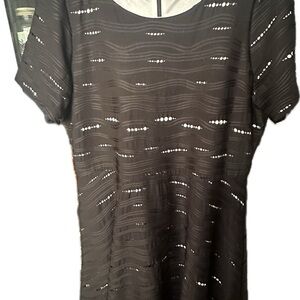 Alfani Black Textured Short Sleeve dress